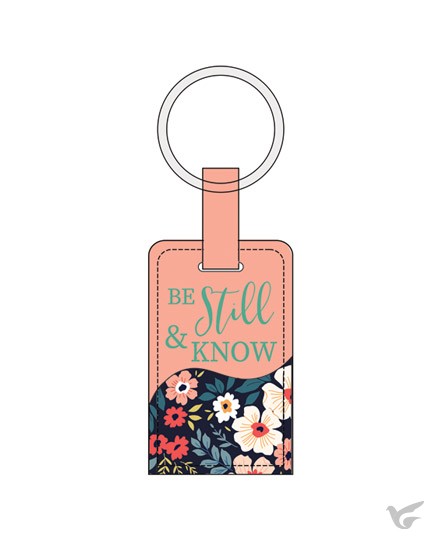 Productafbeelding: voorkant van Luxleather keyring Be still & know