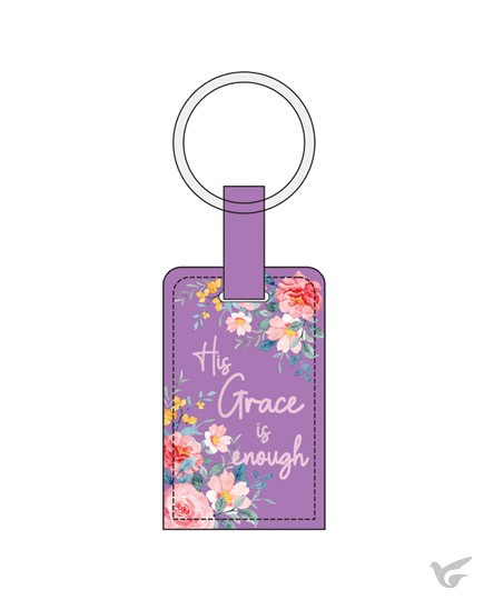 Productafbeelding: voorkant van Luxleather keyring His grace is enough